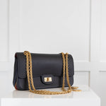 Chanel Navy Blue Charm 2.55 Gold Chain Cross Body Bag