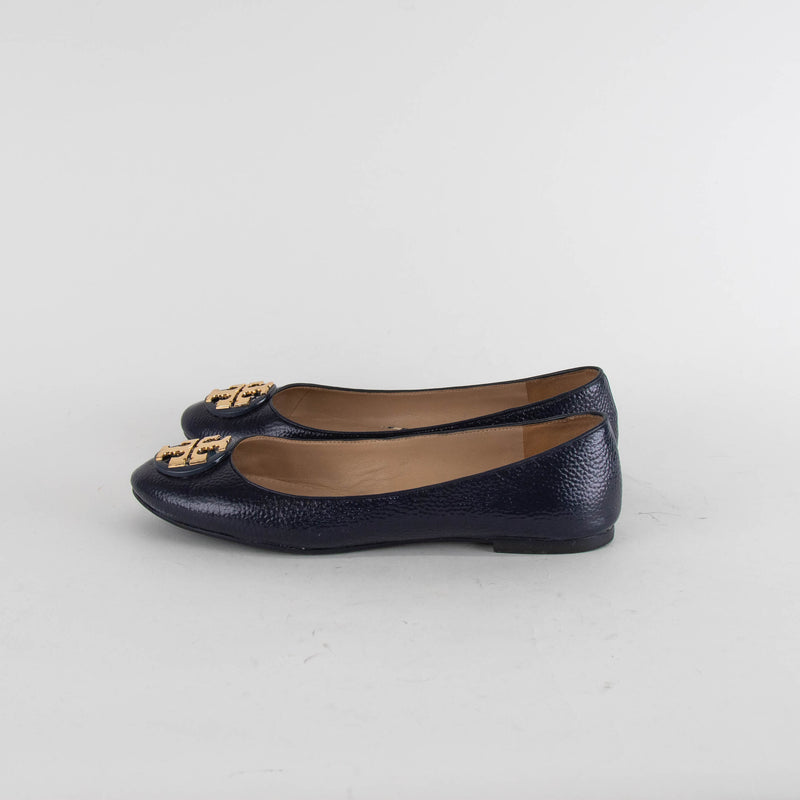 Tory Burch Navy Flat Ballet Pumps