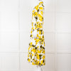 Samantha Sung White Yellow Lemon Print Cotton Belted Dress