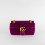 Gucci Purple Velvet Marmont Shoulder Flap Bag