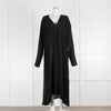 Raey Black Silk Drawstring Long Sleeve Dress