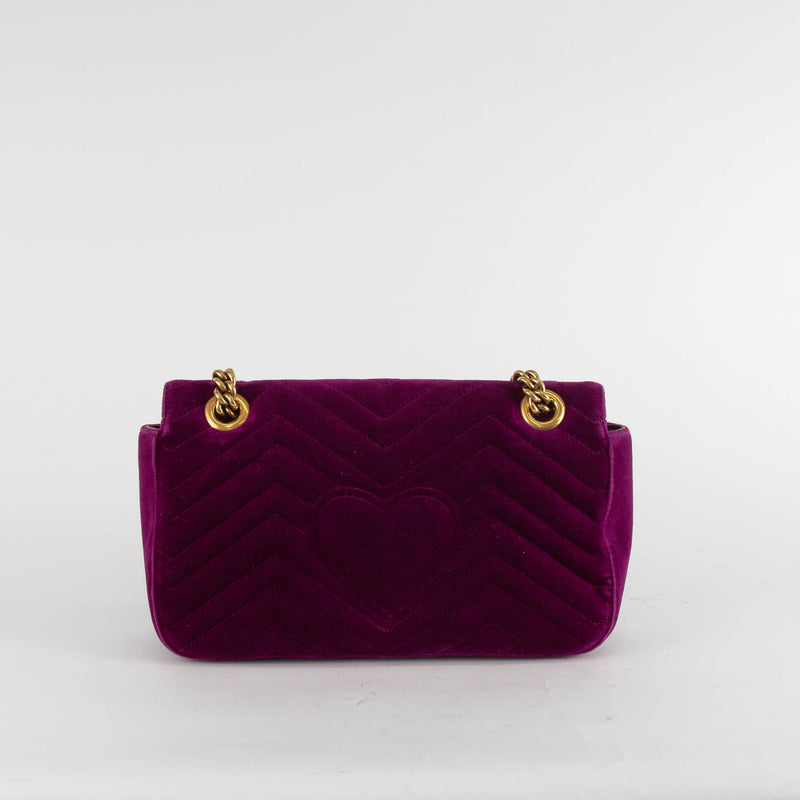 Gucci Purple Velvet Marmont Shoulder Flap Bag