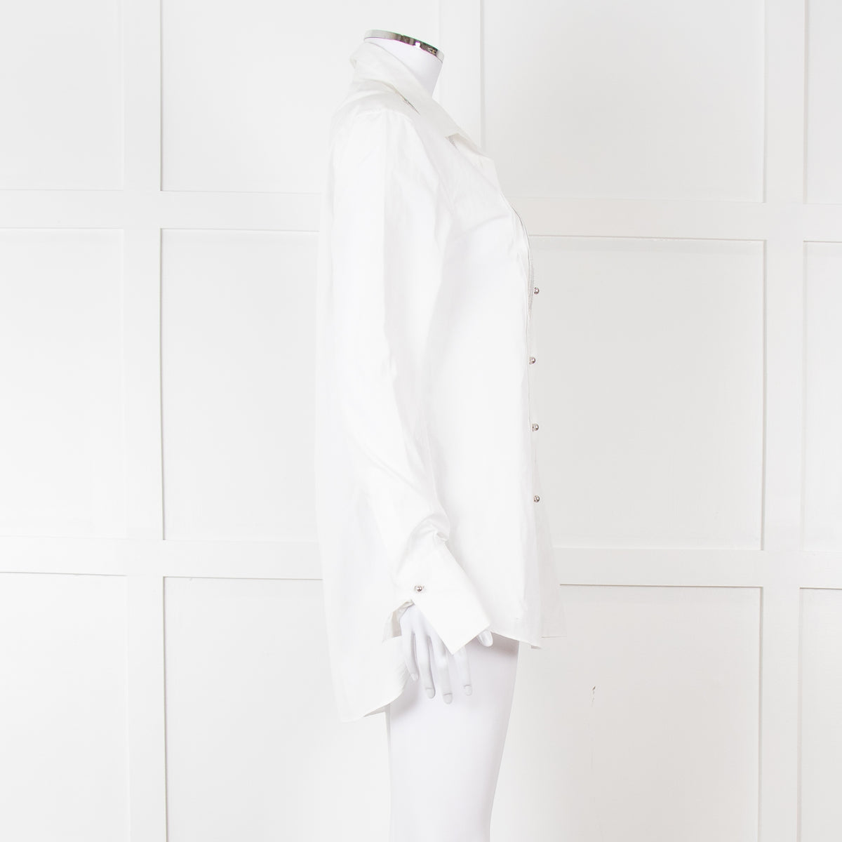 Ermanno Scervino White Silver Diamante Cotton Shirt