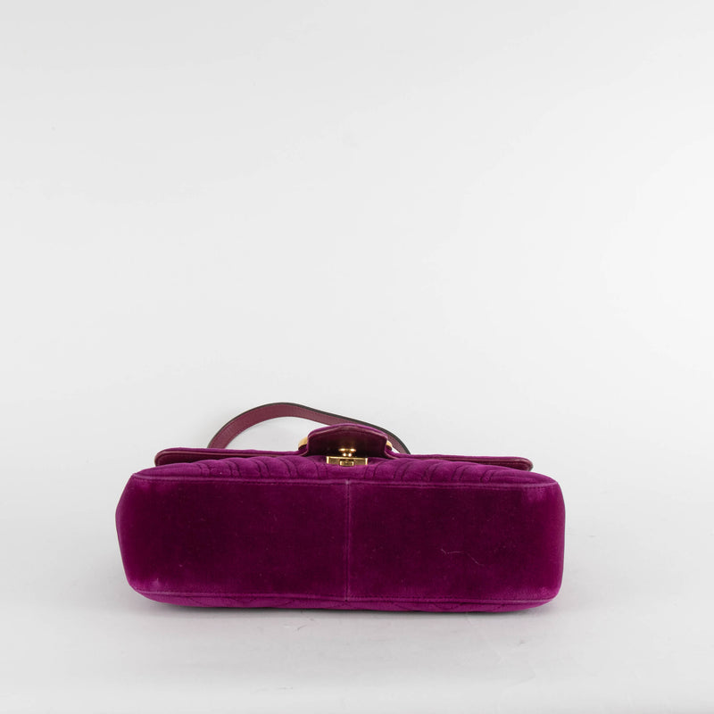 Gucci Purple Velvet Marmont Shoulder Flap Bag