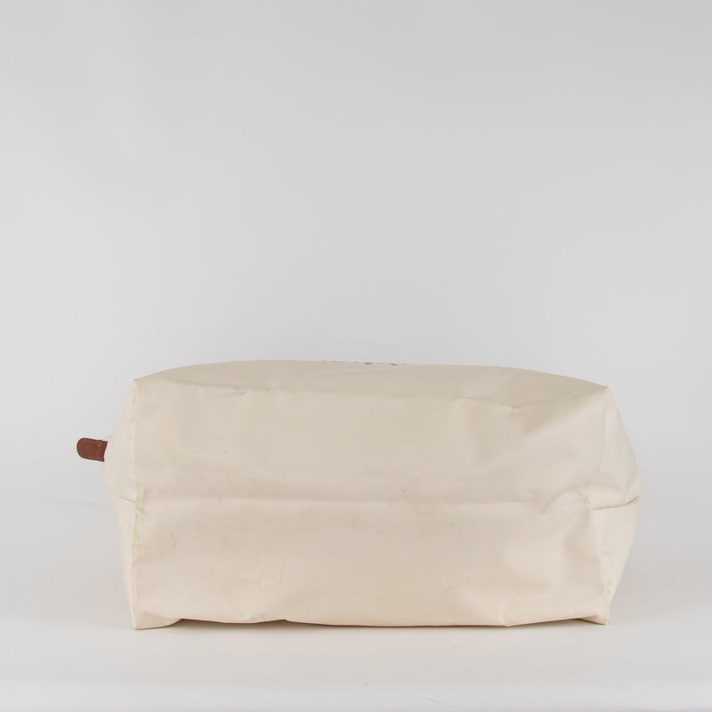 Longchamp Cream  Le Pliage Massai Collier Tote Bag