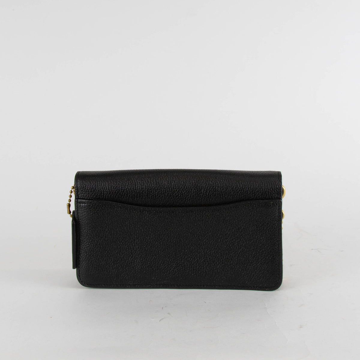 Coach Black Pebble Leather Tabby Chain Clutch