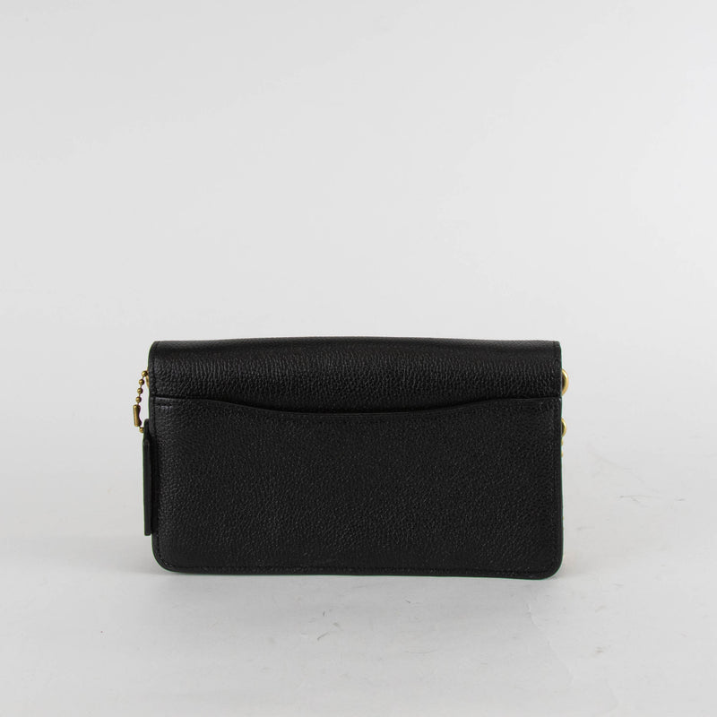 Coach Black Pebble Leather Tabby Chain Clutch
