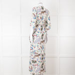 Lazul Cream Multicolour Floral & Zebra Print Long Kaftan