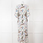 Lazul Cream Multicolour Floral & Zebra Print Long Kaftan
