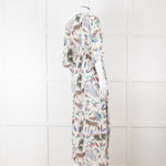 Lazul Cream Multicolour Floral & Zebra Print Long Kaftan