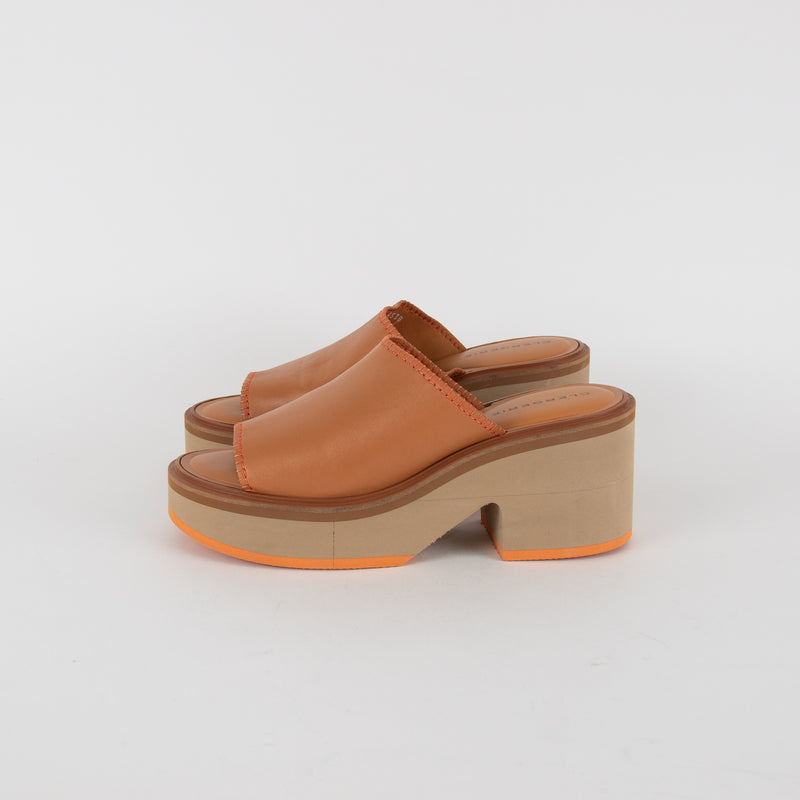 Robert Clergerie Tan Platform Sandal With Orange Stitching