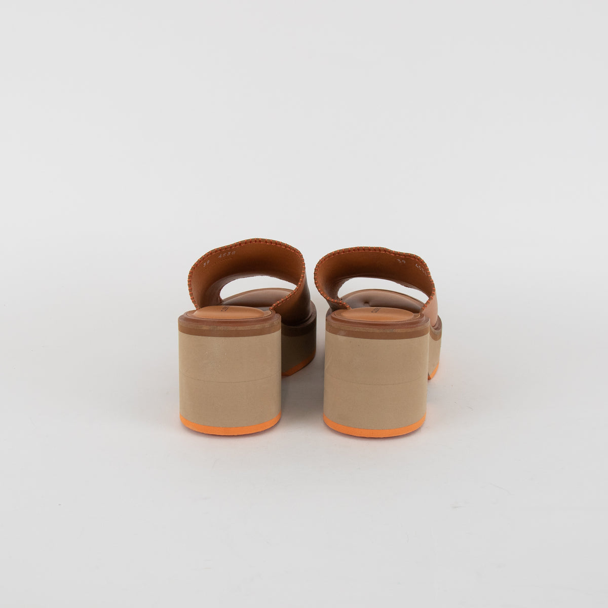 Robert Clergerie Tan Platform Sandal With Orange Stitching