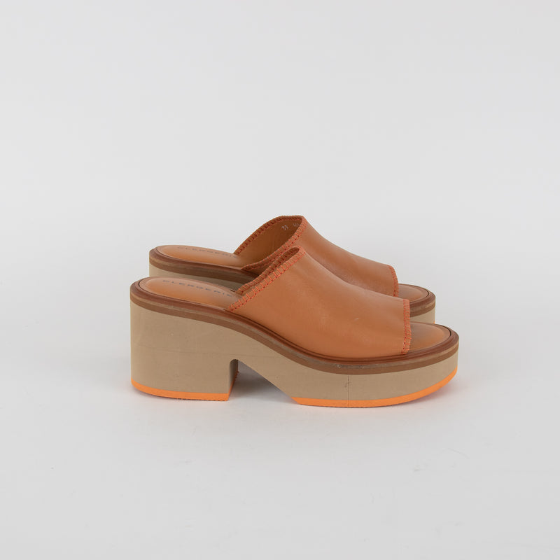 Robert Clergerie Tan Platform Sandal With Orange Stitching