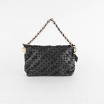 Nina Ricci Black Leather And Fabric Woven Small Shoulder Bag