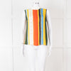 Tory Burch White Green Yellow Sleeveless Button Detail Top
