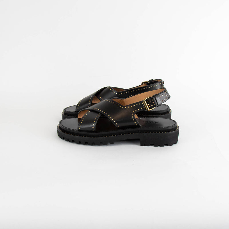 Isabel Marant Black Baem Crossover Leather Sandal