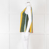 Tory Burch White Green Yellow Sleeveless Button Detail Top