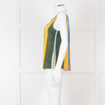 Tory Burch White Green Yellow Sleeveless Button Detail Top