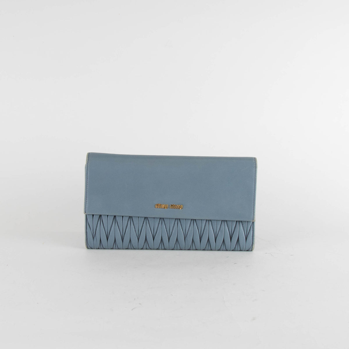 Miu Miu Pale Blue Matelasse Nappa Long Wallet