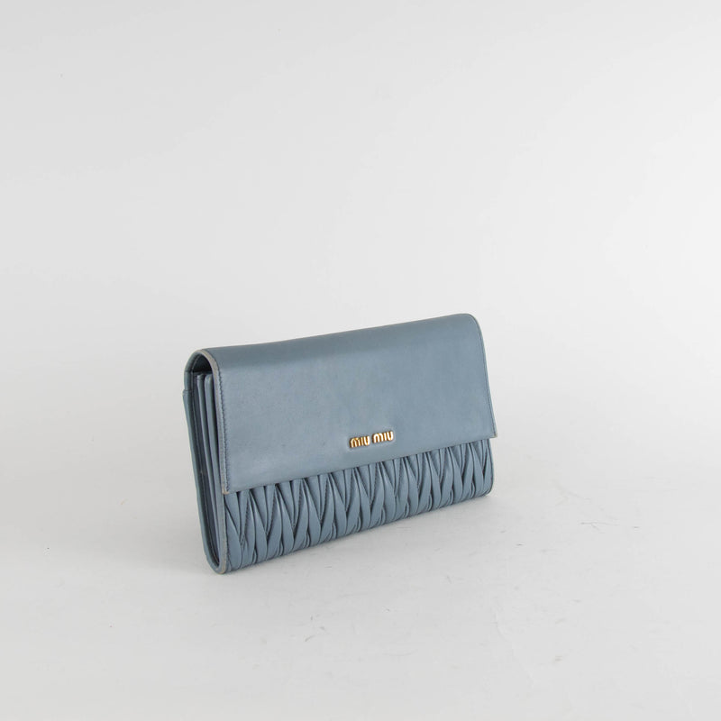 Miu Miu Pale Blue Matelasse Nappa Long Wallet