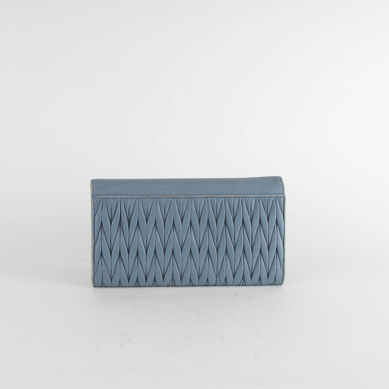 Miu Miu Pale Blue Matelasse Nappa Long Wallet