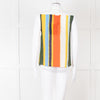 Tory Burch White Green Yellow Sleeveless Button Detail Top
