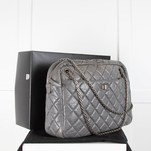 Chanel Grey Quilted Leather Large Reissue Camera Bag