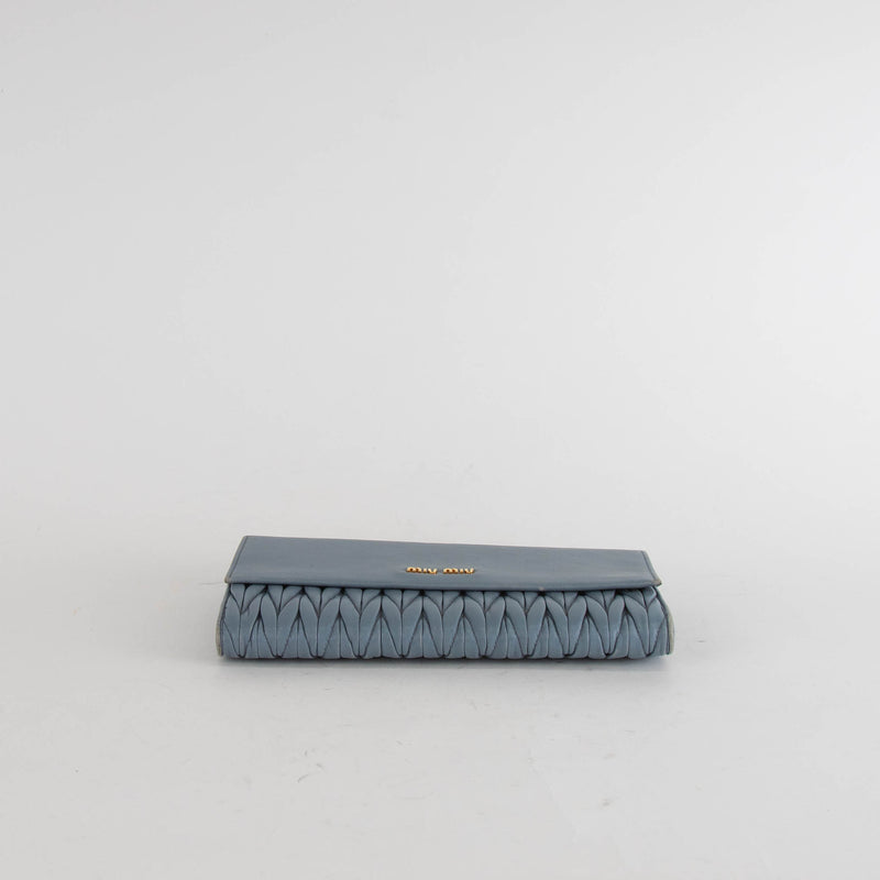 Miu Miu Pale Blue Matelasse Nappa Long Wallet