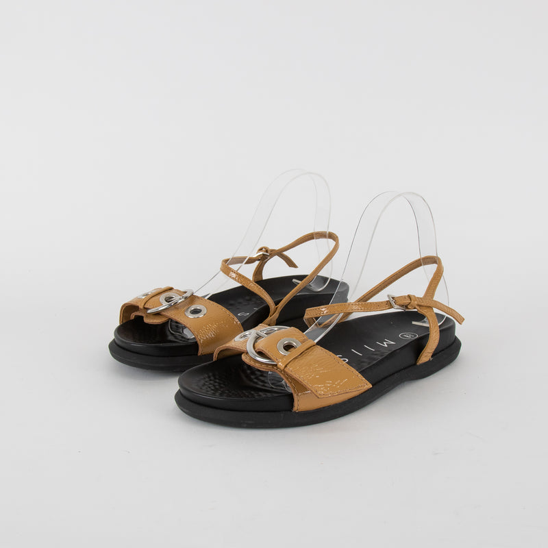 Miista Tan Silba Eyelet Strap Sandal