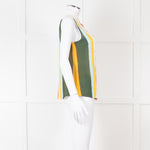 Tory Burch White Green Yellow Sleeveless Button Detail Top