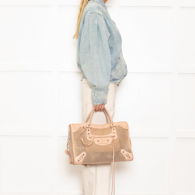 Balenciaga Le City Medium Pale Pink Woven Bag