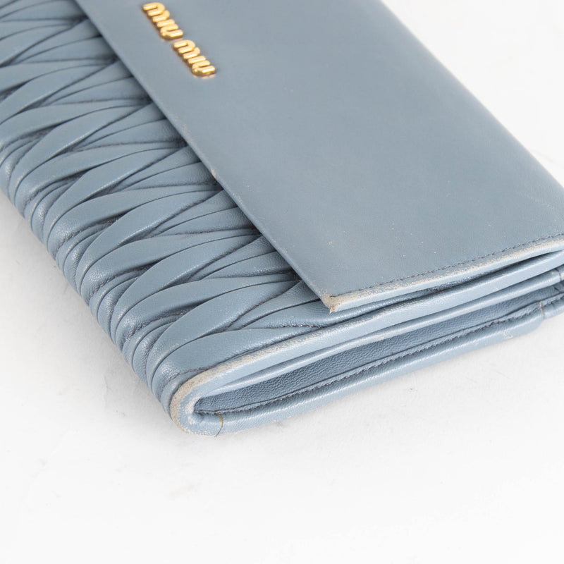 Miu Miu Pale Blue Matelasse Nappa Long Wallet