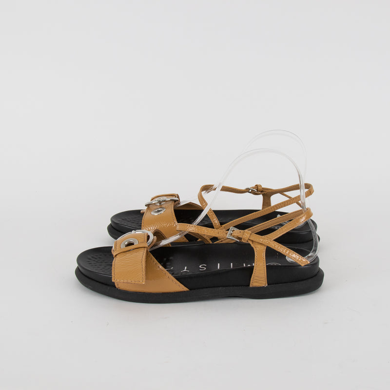 Miista Tan Silba Eyelet Strap Sandal