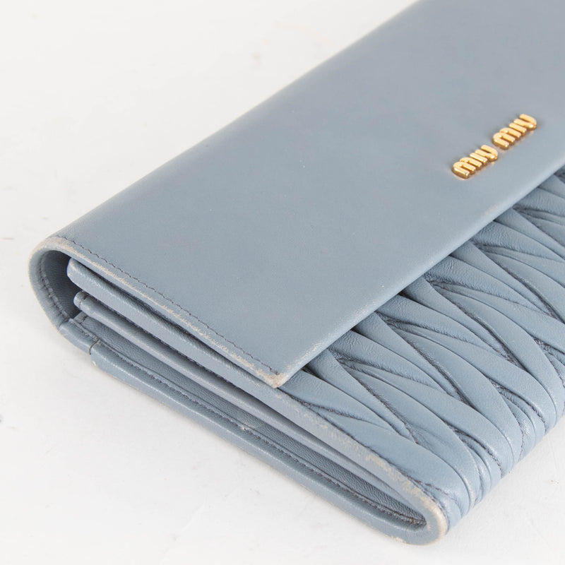 Miu Miu Pale Blue Matelasse Nappa Long Wallet