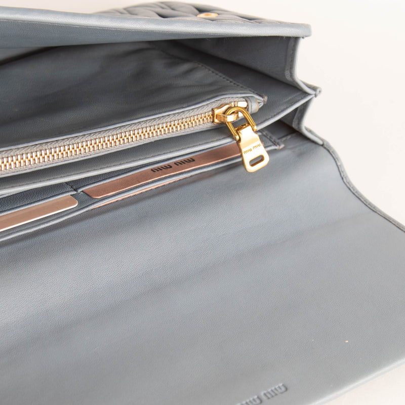 Miu Miu Pale Blue Matelasse Nappa Long Wallet