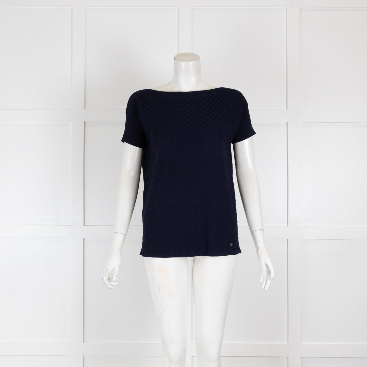 Caroline Herrera Navy Woven Knit Jumper
