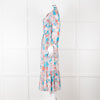 Dea Kudibal Blue Orange Floral Cotton Maxi Belted Dress