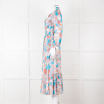 Dea Kudibal Blue Orange Floral Cotton Maxi Belted Dress
