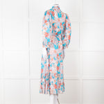 Dea Kudibal Blue Orange Floral Cotton Maxi Belted Dress