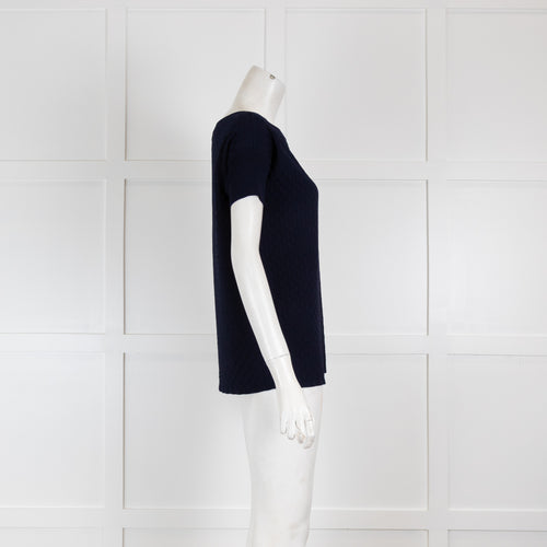 Caroline Herrera Navy Woven Knit Jumper