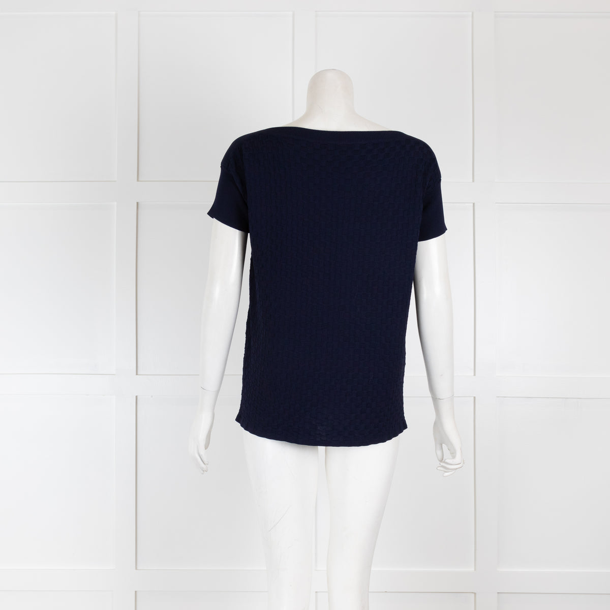Caroline Herrera Navy Woven Knit Jumper