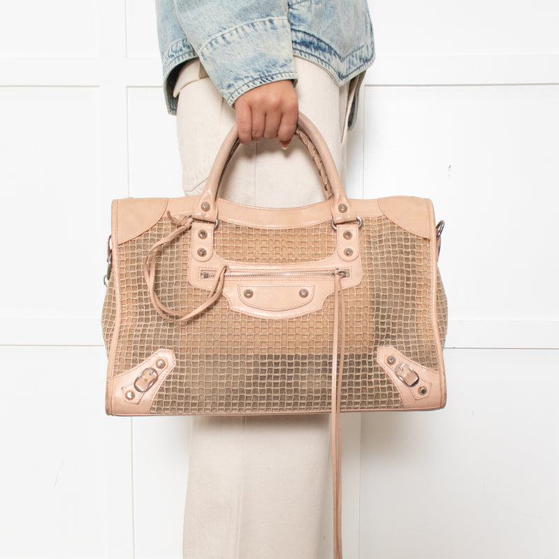 Balenciaga Le City Medium Pale Pink Woven Bag