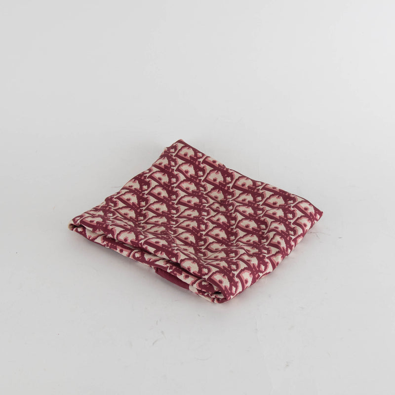 Christian Dior Burgundy Logo Print Square Scarf