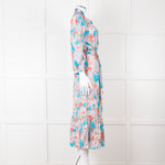 Dea Kudibal Blue Orange Floral Cotton Maxi Belted Dress