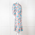 Dea Kudibal Blue Orange Floral Cotton Maxi Belted Dress