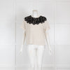 Sea New York Applique Eyelash Lace Short Sleeve Sweatshirt