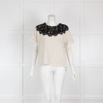 Sea New York Applique Eyelash Lace Short Sleeve Sweatshirt