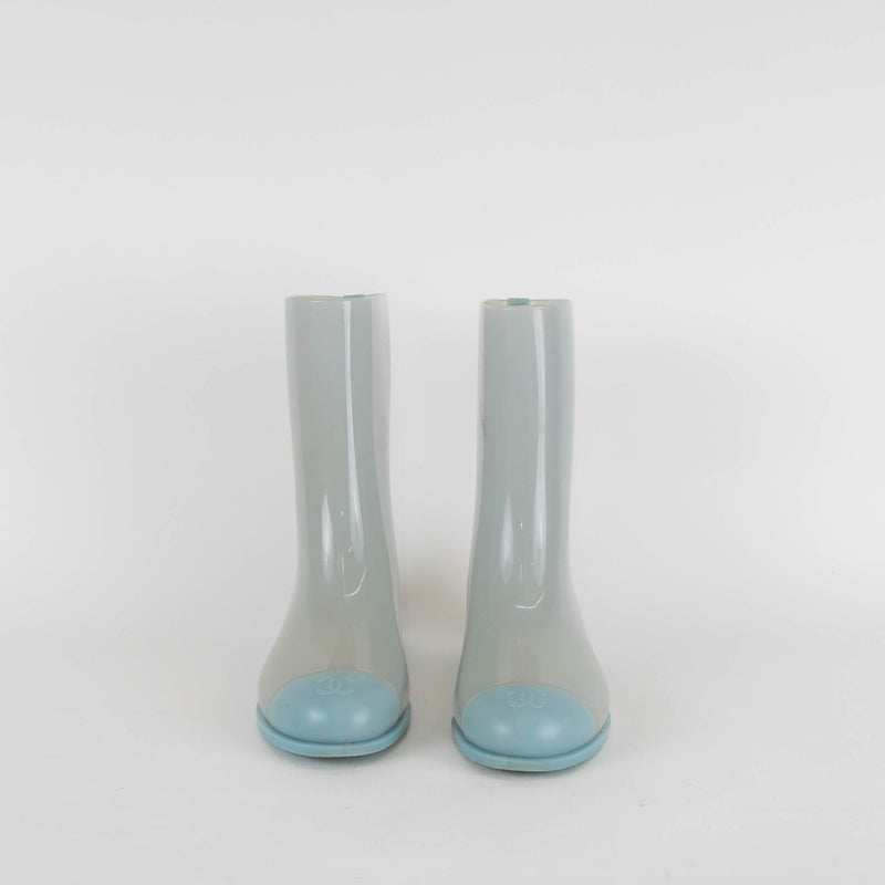 Chanel Blue CC Toe Rubber Boots