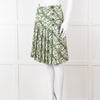 Soeur Cream Green Pleated Wrap Skirt