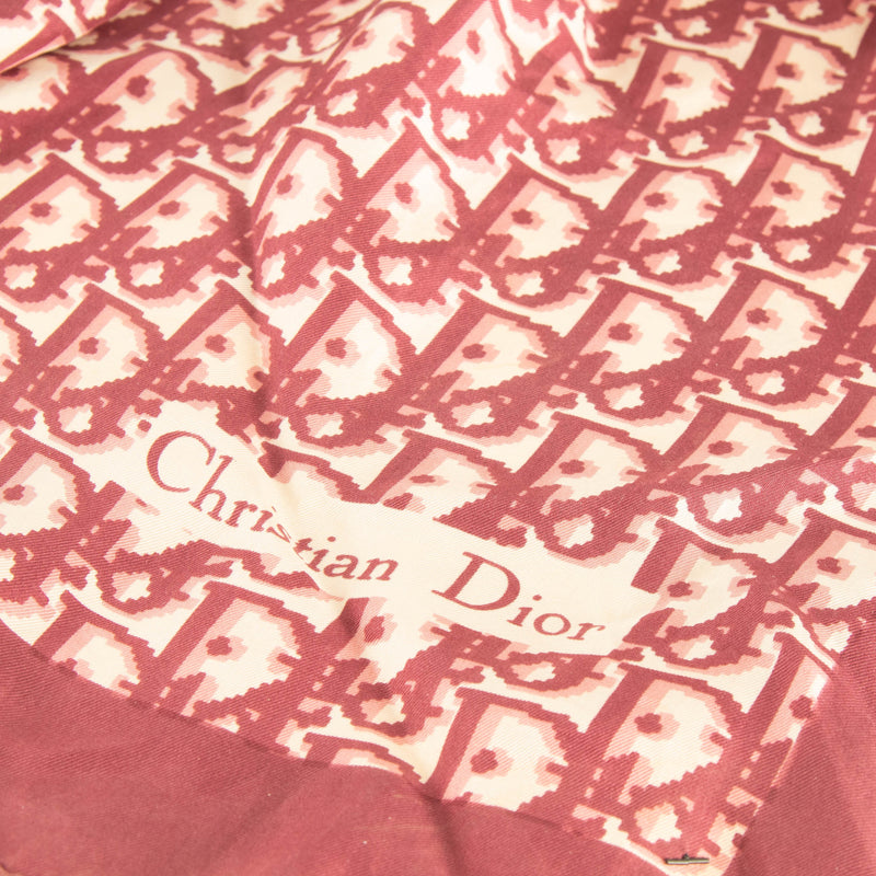 Christian Dior Burgundy Logo Print Square Scarf